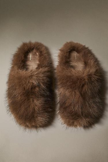 u Тапочки Zara Home FAUX FUR MULE SLIPPERS Zara Home