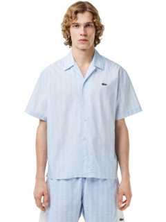 Тканая рубашка свободного кроя с короткими рукавами и монограммой Lacoste
