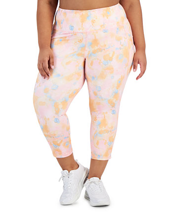 Women's Plus Size Dreamy Bubble-Print Cropped Compression Leggings, Created for Macy's ID Ideology