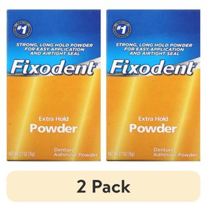 (2 pack) Fixodent Denture Adhesive Extra Hold Powder and Airtight Seal, 2.7 oz Fixodent