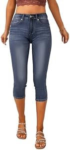 Vetinee Women's High Waisted Casual Ripped Skinny Slim Fit Stretch Denim Capri Jeans Vetinee