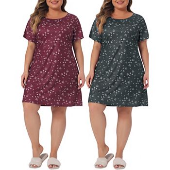 Women's Plus Size Nightgown Pajama Round Neck Family Sleep Dress Nightdress Agnes Orinda