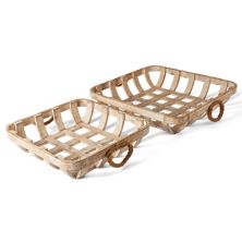 Elements Wood Woven Basket Table Decor 2-piece Set Elements