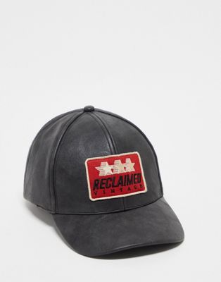 Черная кепка для мотокросса с логотипом унисекс из искусственной кожи Reclaimed Vintage Reclaimed Vintage