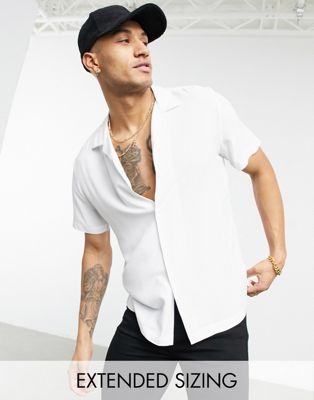 Мужская Рубашка из Вискозы ASOS DESIGN с Отложным Воротником в Белом Цвете ASOS DESIGN