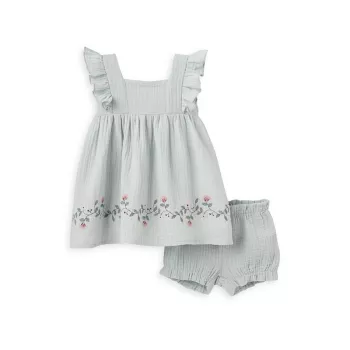 Двухсекционное муслиновое платье Sea Magic для маленьких девочек и усилитель; Комплект шароваров Elegant Baby