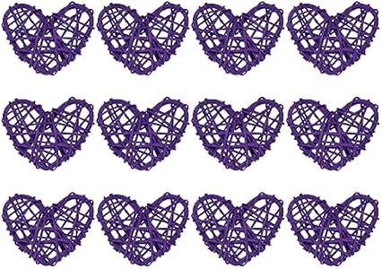 MECCANIXITY 16Pcs Heart Shaped Rattan Ball Vase Filler Natural Rattan for Valentine's Day Decoration Wedding Home Decoration Black 2.36 in Meccanixity