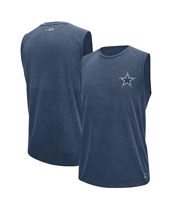 Men's Navy Dallas Cowboys Warmup Tri-Blend Sleeveless T-shirt MSX by Michael Strahan