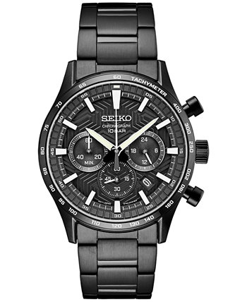 Мужские часы-хронограф Essentials с черным браслетом из нержавеющей стали с ионным покрытием, диаметр 43 мм SEI