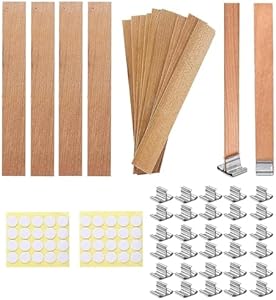 50pcs Wooden Candle Wicks Crackling Candle Wicks kit 5.1 X 0.5 Inch Natural Candle Wood Wicks with Stand Candle Cores for DIY Candle Making Craft Phinicco