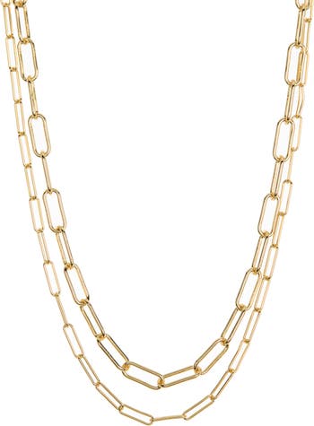 Комплект ожерелья-цепочки со скрепками из 14-каратного золота 3 мм и 4 мм ADORNIA