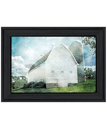 White Barn от Bluebird Barn, печать в рамке, готовая к развешиванию, черная рамка, 19 x 15 дюймов Trendy Décor 4U