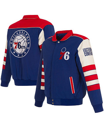 Мужская двусторонняя куртка Royal Philadelphia 76ers в полоску с цветными блоками и застежкой-молнией JH Design