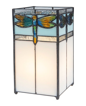 10-дюймовая высокая акцентная лампа Saujon Dragonfly Tiffany ручной работы из настоящего витражного стекла с абажуром Dale Tiffany