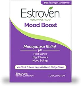 Estroven Mood Boost For Menopause Relief - 30 Ct. - Clinically Proven Ingredients That Help Manage Mood Swings, Night Sweats & Hot Flash Relief - Drug-Free and Gluten-Free Estroven