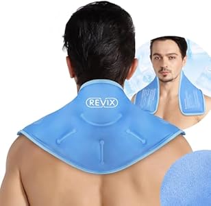 REVIX XL Neck Ice Wrap for Pain, Ice Pack for Neck and Soulders Injury, Acute & Chronic Pain, Hot Cold Gel (Гель) Packs Reusable for Swelling, Bruises, Cervical Surgery Recovery, Black REVIX