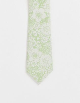 Зеленый узкий галстук с цветочным узором ASOS DESIGN - LGREEN ASOS DESIGN
