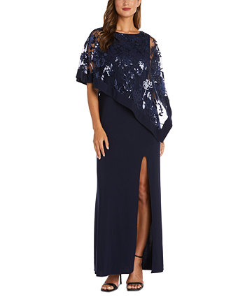 Женское платье-пончо с блестками и цветочным принтом R & M Richards
