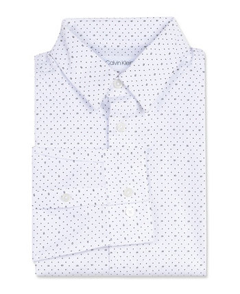 Облегающая классическая рубашка Little Boys из стрейч-логотипа с принтом в горошек Calvin Klein