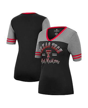 Женская черная, серо-бежевая футболка Texas Tech Red Raiders There You Are с v-образным вырезом Colosseum
