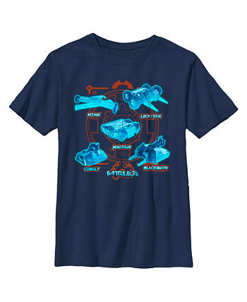 Детская футболка с синими неоновыми роботами для мальчиков Battlebots