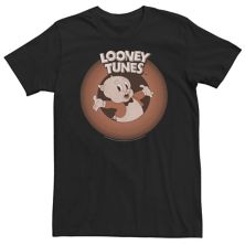 Классическая футболка с портретом в круглую форму Big & Tall Looney Tunes Porky Pig Looney Tunes