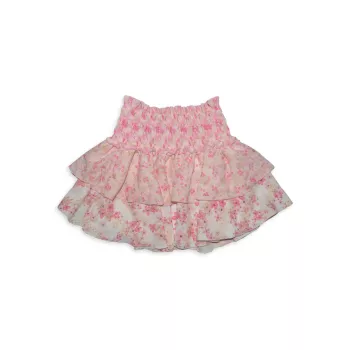Girl's Floral Eyelet Tiered Skirt Flowers By Zoe