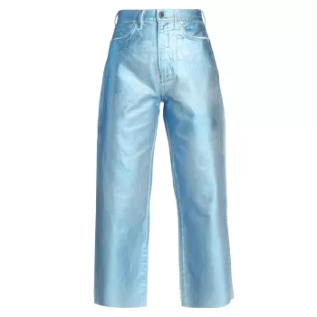 Укороченные широкие джинсы Taylor с эффектом металлик VERONICA BEARD