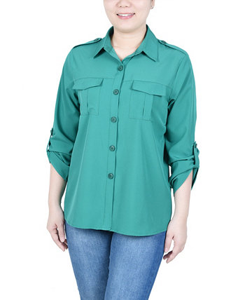 Миниатюрная блуза с отворотами на рукавах 3/4 NY Collection