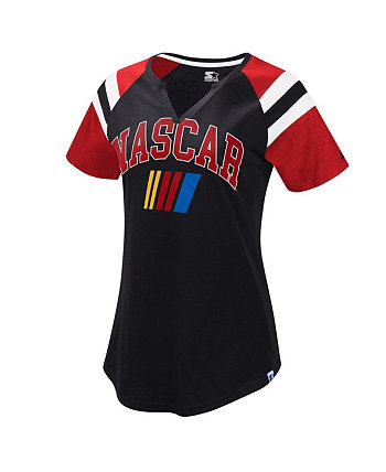 Женская красно-черная футболка NASCAR Game On Notch с v-образным вырезом Starter