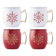 Cambridge 4-pc. Red & White Snowflake Moscow Mule Mug Set Cambridge