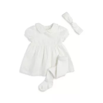 Baby Girl's Petit Lem Eyelet Dress &amp; Tights Set Firsts by Petit Lem