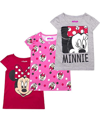 Комплект из 3 футболок с рисунком Минни Маус для маленьких девочек, серый, розовый и красный Children's Apparel Network