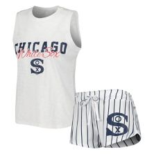 Women's Concepts Sport White Chicago White Sox Reel Pinstripe Tank Top & Shorts Sleep Set Unbranded