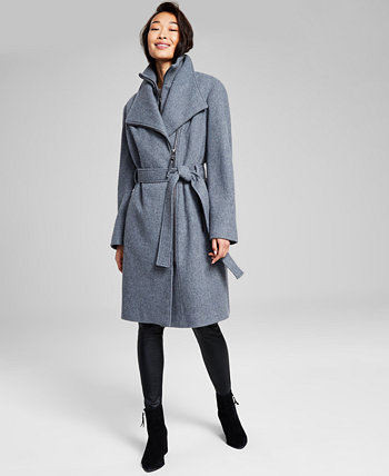 Женское пальто с запахом из смесовой шерсти с поясом, созданное для Macy's Calvin Klein