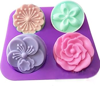 X-Haibei Mixed Flower Round Bath Soap Lotion Bar Silicone Mold Cold Process Making Supplies Sturdy Mold X-Haibei