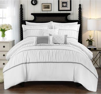 Кровать размера «queen-size» Aero со складками и рюшами, набор из 10 стеганых одеял, белый CHIC