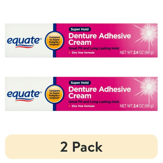 (2 pack) Equate Super Hold Denture Adhesive Cream, 2.4 oz Equate