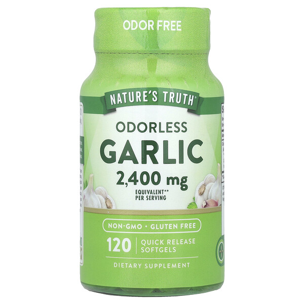 High Strength Odorless Garlic, 2,400 mg, 120 Quick Release Softgels (Мягкие капсулы быстрого высвобождения) (1,200 mg per Softgel) Nature's Truth