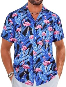 ELETOP Men's Hawaiian Shirt Quick Dry Tropical Beach Shirts Short Sleeve Aloha Holiday Casual Cuban Shirts Eletop