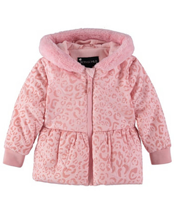 S. Rothschild Little Girls Long Sleeve Flocked Parka with Mittens Jacket S Rothschild & CO