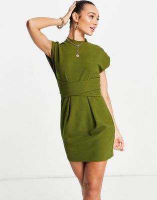 Оливково-зеленое платье мини с поясом и поясом Closet London Closet London