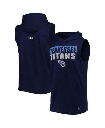 Мужской темно-синий пуловер с капюшоном без рукавов Tennessee Titans Relay MSX by Michael Strahan
