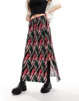 Плиссированная длинная юбка Pieces с графическим принтом Pieces