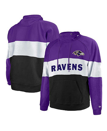 Мужская фиолетово-черная толстовка с капюшоном из флиса реглан Baltimore Ravens Big and Tall Current Team с цветными блоками New Era