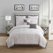 Sweet Home Collection Walter Stripe Squares Comforter Set with Shams & Throw Pillows Sweet Home Collection