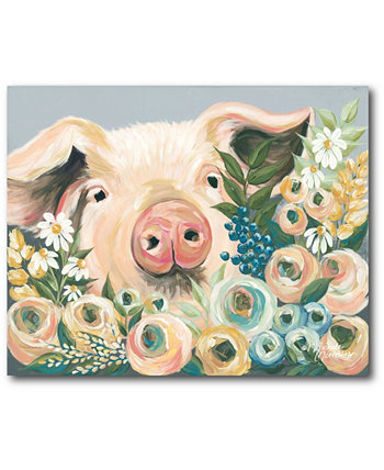 Свинья в галерее «Цветочный сад» - картины на холсте, завернутые в пленку - 16 "x 20" Courtside Market