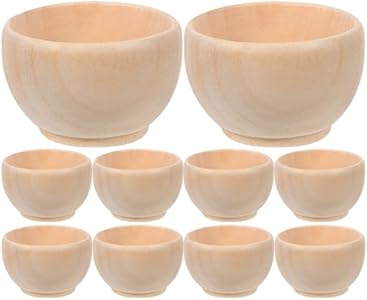 Abaodam 10pcs Unfinished Wooden Bowls Dipping Sauce Bowls Wooden Pinch Bowls Unfinished Wood Bowl Sorting Bowls Craft Bowls Mini Round Bowl Serving Craft Bowls for Salad Nuts Dips Spice Candy Abaodam