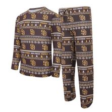 Men's Concepts Sport Brown San Diego Padres Knit Ugly Sweater Long Sleeve Top & Pants Set Unbranded