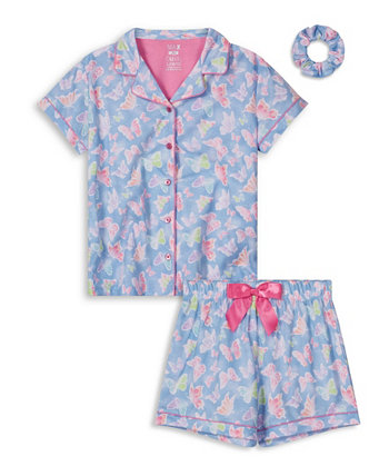 Пижамный комплект из мягкого трикотажа для больших девочек с резинкой для волос, 3 предмета Max & Olivia